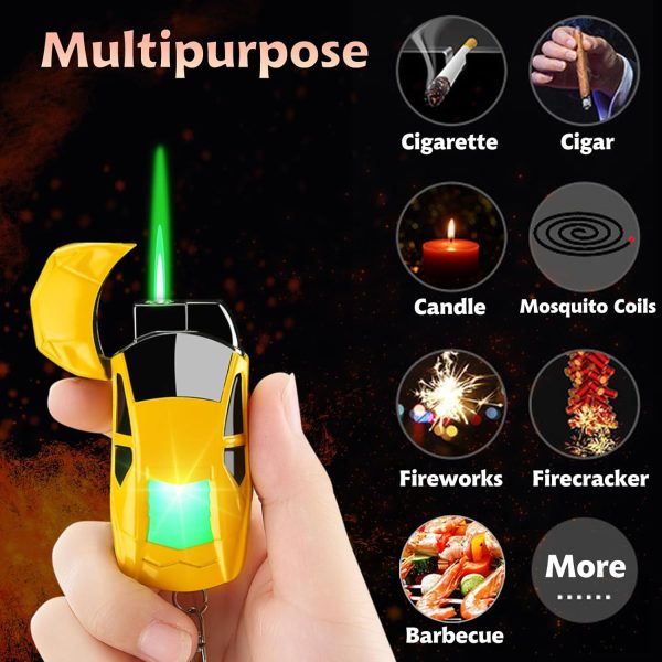 Stylish Sports Car-Shaped Torch Lighter, Adjustable Windproof Flame with Adjust Flame Tool, Refillable Butane Cool Lighter for Gifts, Outdoor, Men (Pink Yellow) - Image 2