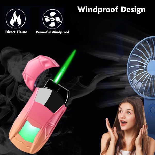 Stylish Sports Car-Shaped Torch Lighter, Adjustable Windproof Flame with Adjust Flame Tool, Refillable Butane Cool Lighter for Gifts, Outdoor, Men (Pink Yellow) - Image 7
