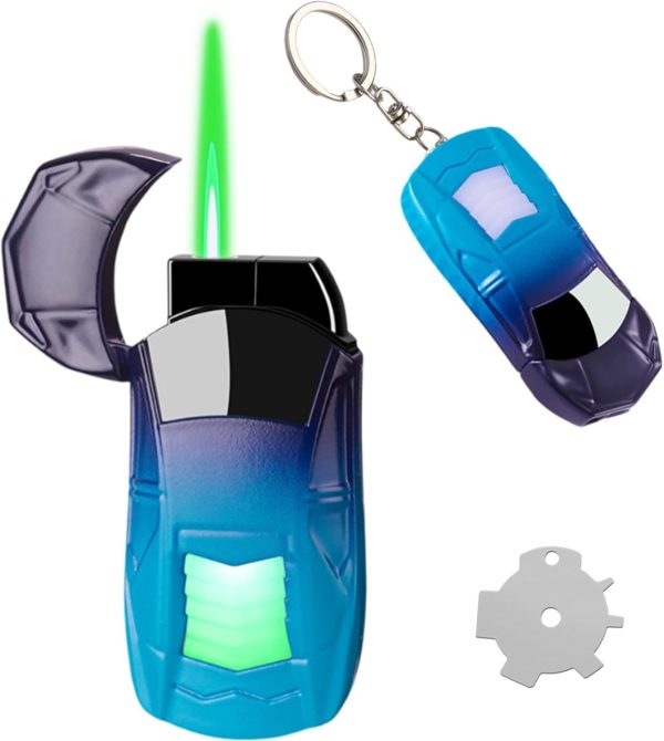Stylish Sports Car-Shaped Torch Lighter, Adjustable Windproof Flame with Adjust Flame Tool, Refillable Butane Cool Lighter for Gifts, Outdoor, Men (Pink Yellow) - Image 9
