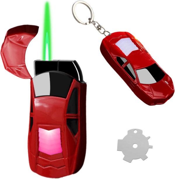 Stylish Sports Car-Shaped Torch Lighter, Adjustable Windproof Flame with Adjust Flame Tool, Refillable Butane Cool Lighter for Gifts, Outdoor, Men (Pink Yellow) - Image 10