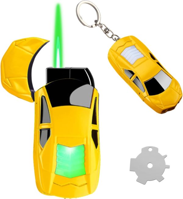 Stylish Sports Car-Shaped Torch Lighter, Adjustable Windproof Flame with Adjust Flame Tool, Refillable Butane Cool Lighter for Gifts, Outdoor, Men (Pink Yellow) - Image 12