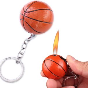 Torch Lighter, Creative Basketball Design with Keychain, Cool Adjustable Soft Flame Funny Refillable Butane Lighters for Outdoor Indoor Use (Without Butane)