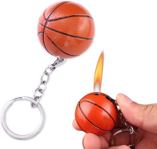 Torch Lighter, Creative Basketball Design with Keychain, Cool Adjustable Soft Flame Funny Refillable Butane Lighters for Outdoor Indoor Use (Without Butane)