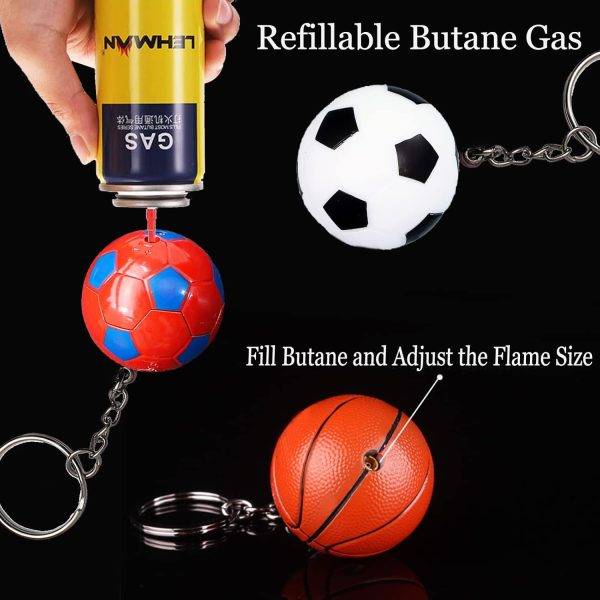 Torch Lighter, Creative Basketball Design with Keychain, Cool Adjustable Soft Flame Funny Refillable Butane Lighters for Outdoor Indoor Use (Without Butane) - Image 3