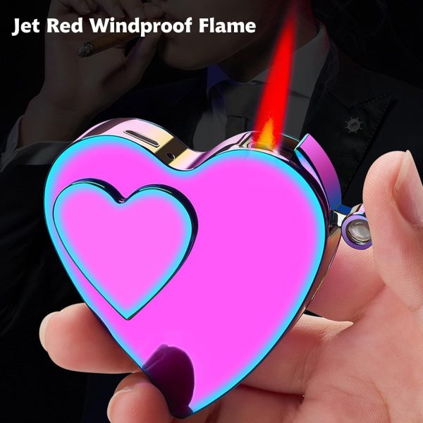 Electronic Lighter, Jet Flame Torch Lighter Electric Lighter Refillable Butane 2 in 1,Cool Windproof Lighter USB Rechargeable Infinity,Creative Love Lighter for Outdoor Indoor Gifts(Rainbow) - Image 3