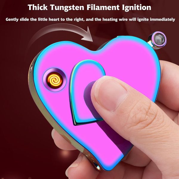 Electronic Lighter, Jet Flame Torch Lighter Electric Lighter Refillable Butane 2 in 1,Cool Windproof Lighter USB Rechargeable Infinity,Creative Love Lighter for Outdoor Indoor Gifts(Rainbow) - Image 4