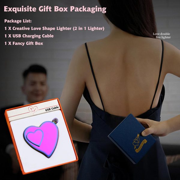 Electronic Lighter, Jet Flame Torch Lighter Electric Lighter Refillable Butane 2 in 1,Cool Windproof Lighter USB Rechargeable Infinity,Creative Love Lighter for Outdoor Indoor Gifts(Rainbow) - Image 7