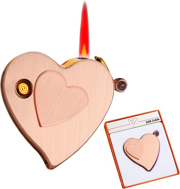 Electronic Lighter, Jet Flame Torch Lighter Electric Lighter Refillable Butane 2 in 1,Cool Windproof Lighter USB Rechargeable Infinity,Creative Love Lighter for Outdoor Indoor Gifts(Rainbow) - Image 9