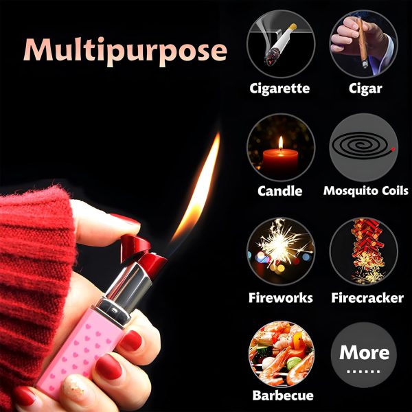 Cute Lipstick Lighter, 2 Pack Soft Flame Refillable Butane Lighter with Flame Adjustment Tool, Unique Torch Lighter Cool Lighters for Women,Girls, Birthday, Anniversary(Without Butane)-Red - Image 2