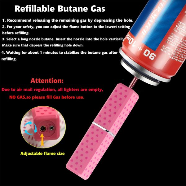 Cute Lipstick Lighter, 2 Pack Soft Flame Refillable Butane Lighter with Flame Adjustment Tool, Unique Torch Lighter Cool Lighters for Women,Girls, Birthday, Anniversary(Without Butane)-Red - Image 3