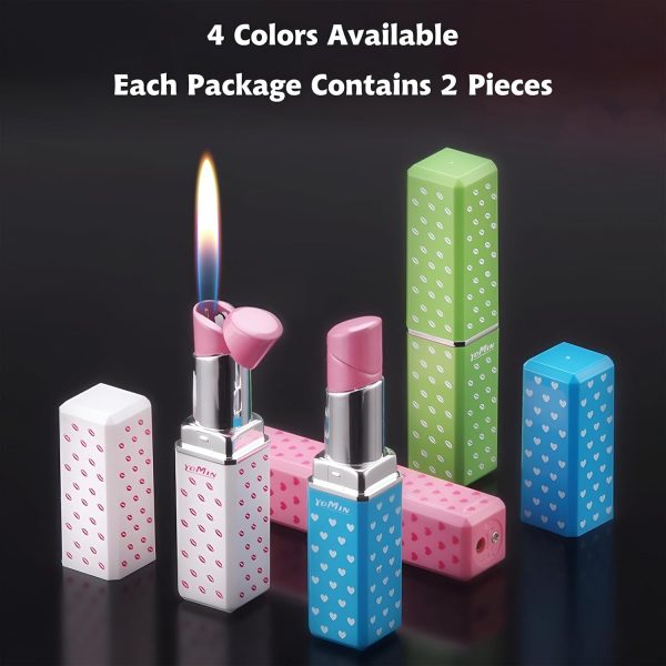 Cute Lipstick Lighter, 2 Pack Soft Flame Refillable Butane Lighter with Flame Adjustment Tool, Unique Torch Lighter Cool Lighters for Women,Girls, Birthday, Anniversary(Without Butane)-Red - Image 7