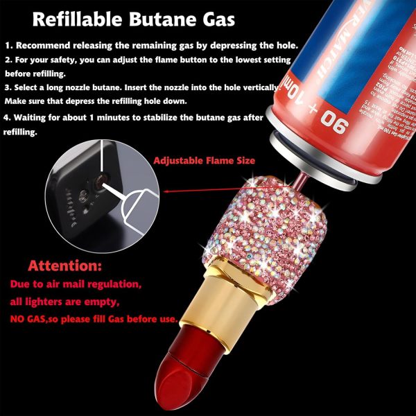 Cute Lipstick Lighter, 2 Pack Soft Flame Refillable Butane Lighter with Flame Adjustment Tool, Unique Torch Lighter Cool Lighters for Women,Girls, Birthday, Anniversary(Without Butane)-Red - Image 10