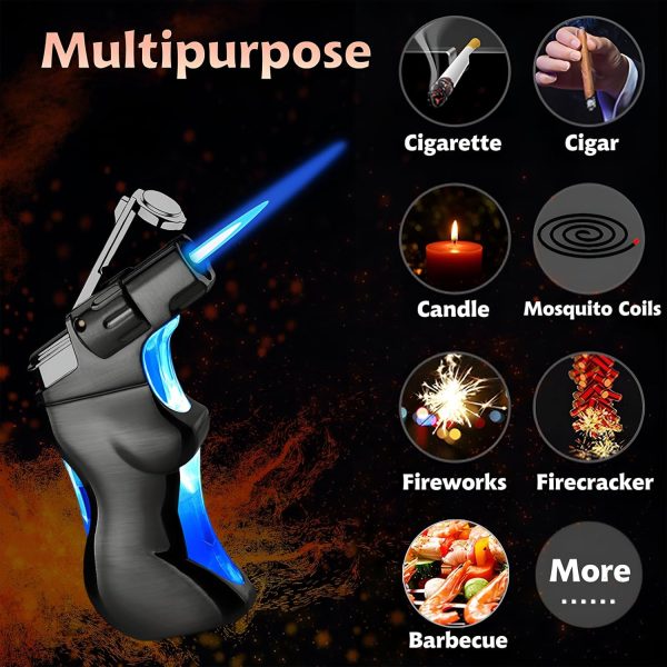 Lighters, 2 Pack Jet Flame Torch Lighter, Adjustable Flame Windproof Lighter with Visible Fuel Tank for Precise Fuel Control, Cool Refillable Butane Lighter for Outdoor,Indoor,Gifts(Without Butane) - Image 3