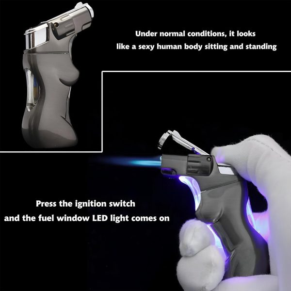 Lighters, 2 Pack Jet Flame Torch Lighter, Adjustable Flame Windproof Lighter with Visible Fuel Tank for Precise Fuel Control, Cool Refillable Butane Lighter for Outdoor,Indoor,Gifts(Without Butane) - Image 6