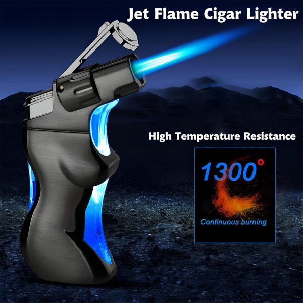 Lighters, 2 Pack Jet Flame Torch Lighter, Adjustable Flame Windproof Lighter with Visible Fuel Tank for Precise Fuel Control, Cool Refillable Butane Lighter for Outdoor,Indoor,Gifts(Without Butane) - Image 8