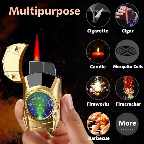 Torch Lighter, Stylish Sports Car-Shaped Butane Lighter, Creative Windproof Lighter with Cool Design, Novelty Jet Flame Torch Lighter, Refillable Butane Gifts Lighter for Outdoor Indoor(Gold-A) - Image 2
