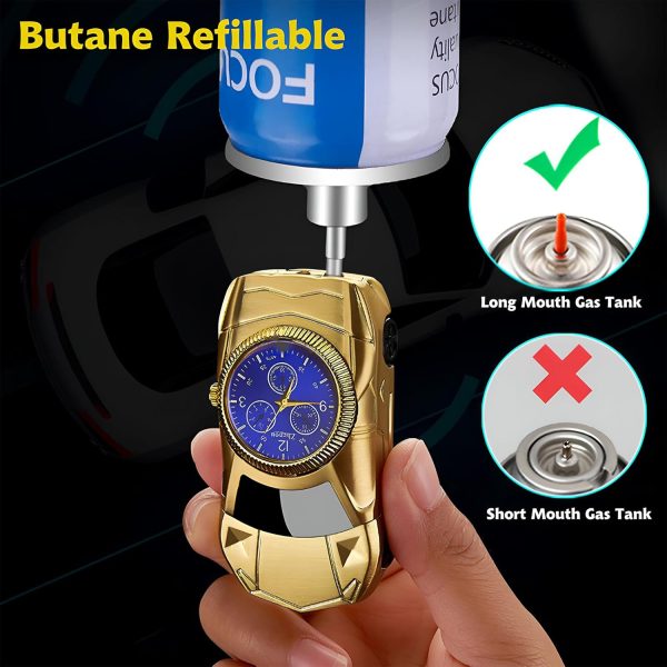 Torch Lighter, Stylish Sports Car-Shaped Butane Lighter, Creative Windproof Lighter with Cool Design, Novelty Jet Flame Torch Lighter, Refillable Butane Gifts Lighter for Outdoor Indoor(Gold-A) - Image 3