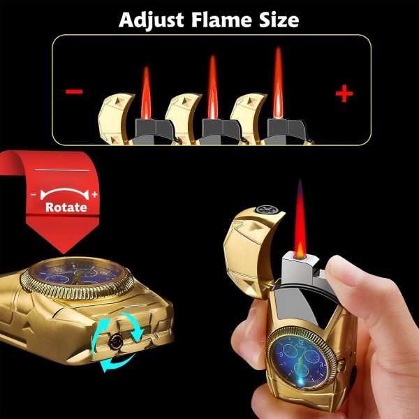 Torch Lighter, Stylish Sports Car-Shaped Butane Lighter, Creative Windproof Lighter with Cool Design, Novelty Jet Flame Torch Lighter, Refillable Butane Gifts Lighter for Outdoor Indoor(Gold-A) - Image 4