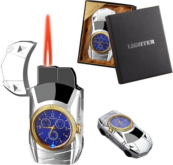 Torch Lighter, Stylish Sports Car-Shaped Butane Lighter, Creative Windproof Lighter with Cool Design, Novelty Jet Flame Torch Lighter, Refillable Butane Gifts Lighter for Outdoor Indoor(Gold-A) - Image 8