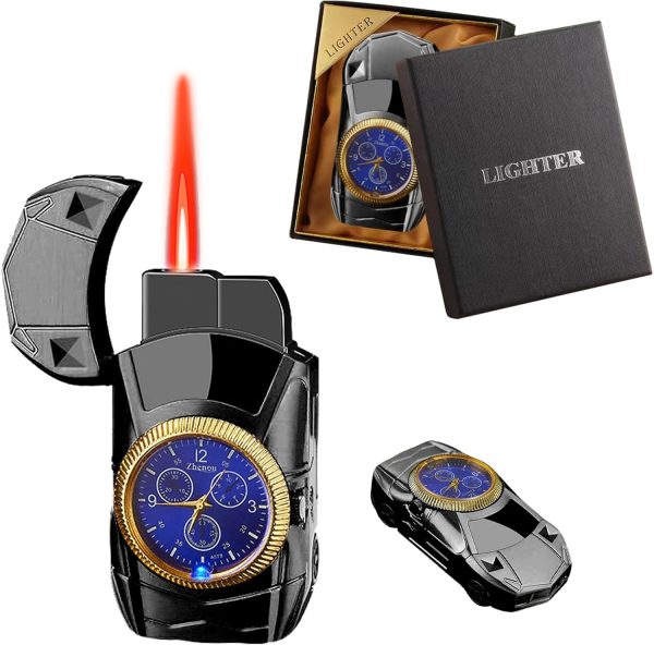 Torch Lighter, Stylish Sports Car-Shaped Butane Lighter, Creative Windproof Lighter with Cool Design, Novelty Jet Flame Torch Lighter, Refillable Butane Gifts Lighter for Outdoor Indoor(Gold-A) - Image 9