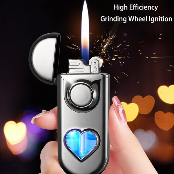 Torch Dual Flame Lighter with 6 Flint Stones, Windproof with Gas Window, Adjustable Soft & Jet Flame, Refillable Butane for Indoor Outdoor - Black - Image 5