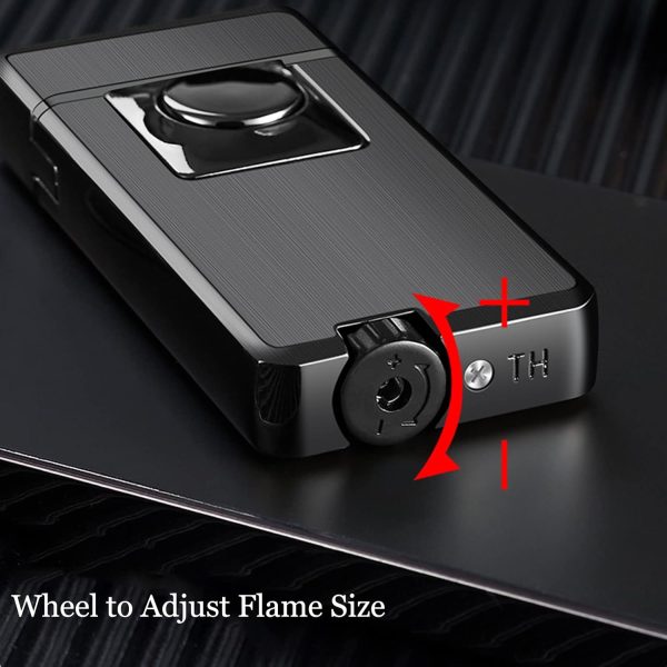 Torch Dual Flame Lighter with 6 Flint Stones, Windproof with Gas Window, Adjustable Soft & Jet Flame, Refillable Butane for Indoor Outdoor - Black - Image 22