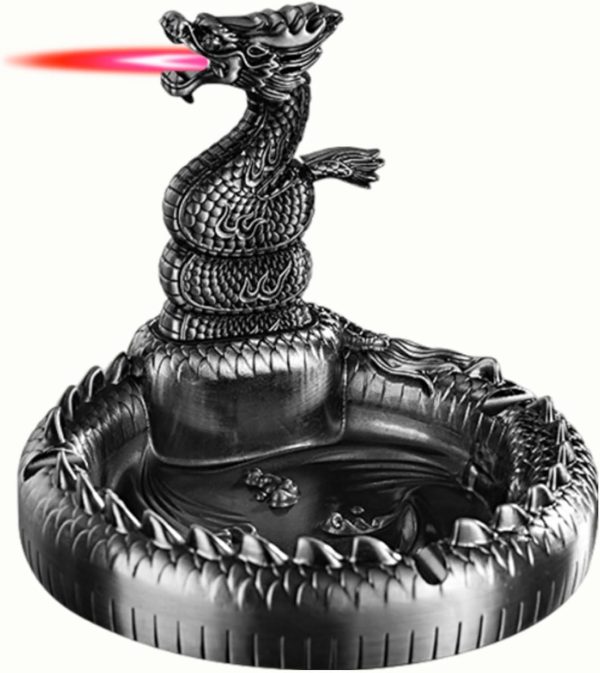 Torch Lighter, Advanced Luxury Desktop Dragon-Shaped Butane Lighter, Cool Adjustable Jet Flame Lighter, Refillable Butane Lighter for Tabletop Ornament Men Boyfriends Indoor (Without Butane)-Black