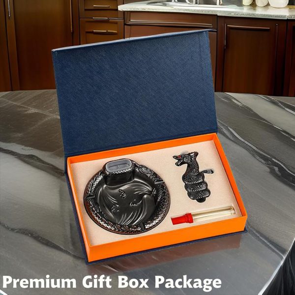 Torch Lighter, Advanced Luxury Desktop Dragon-Shaped Butane Lighter, Cool Adjustable Jet Flame Lighter, Refillable Butane Lighter for Tabletop Ornament Men Boyfriends Indoor (Without Butane)-Black - Image 7