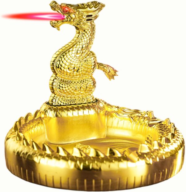 Torch Lighter, Advanced Luxury Desktop Dragon-Shaped Butane Lighter, Cool Adjustable Jet Flame Lighter, Refillable Butane Lighter for Tabletop Ornament Men Boyfriends Indoor (Without Butane)-Black - Image 8